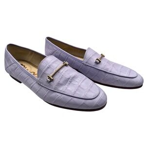 Sam Edelman Lior Loafers Lilac Purple Croc Embossed Leather Bit Flat Shoes 11M
